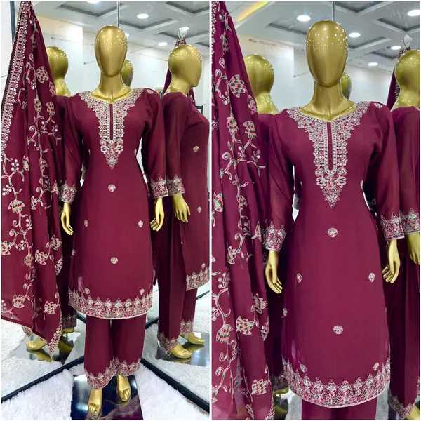 Maroon_Designer_Party_Wear_Look_Fancy_Top-Dupatta_And_Fully_Stitched_Sharara_For_Women
