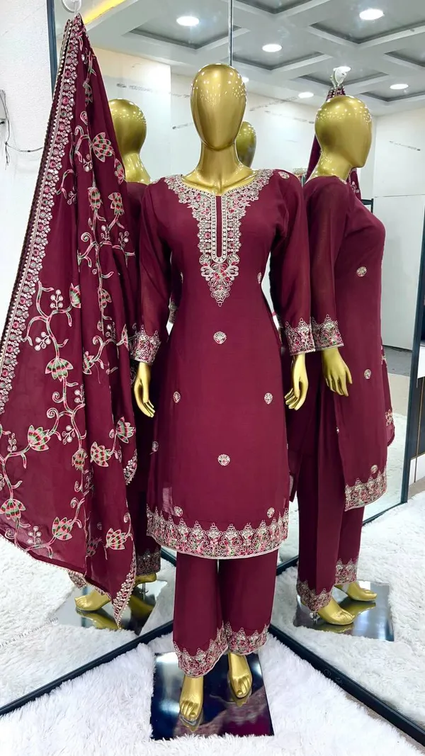 Maroon_Designer_Party_Wear_Look_Fancy_Top-Dupatta_And_Fully_Stitched_Sharara_For_Women