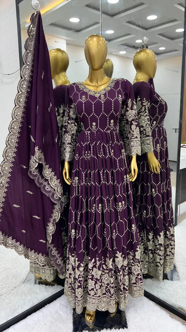 Purple_Designer_Party_Wear_Look_Full_Heavy_Embroidery_Sequence_Work_Gown_With_Dupatta_For_Women