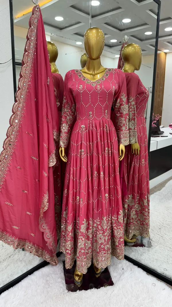 Pink_Designer_Party_Wear_Look_Full_Heavy_Embroidery_Sequence_Work_Gown_With_Dupatta_For_Women