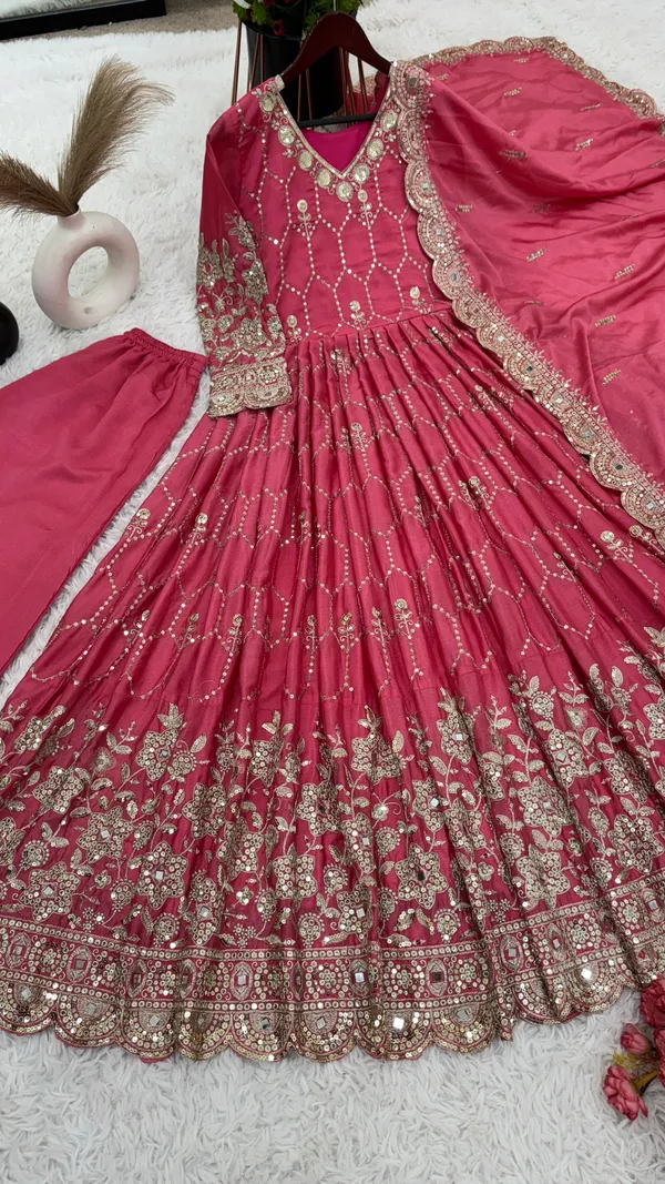 Pink_Designer_Party_Wear_Look_Full_Heavy_Embroidery_Sequence_Work_Gown_With_Dupatta_For_Women