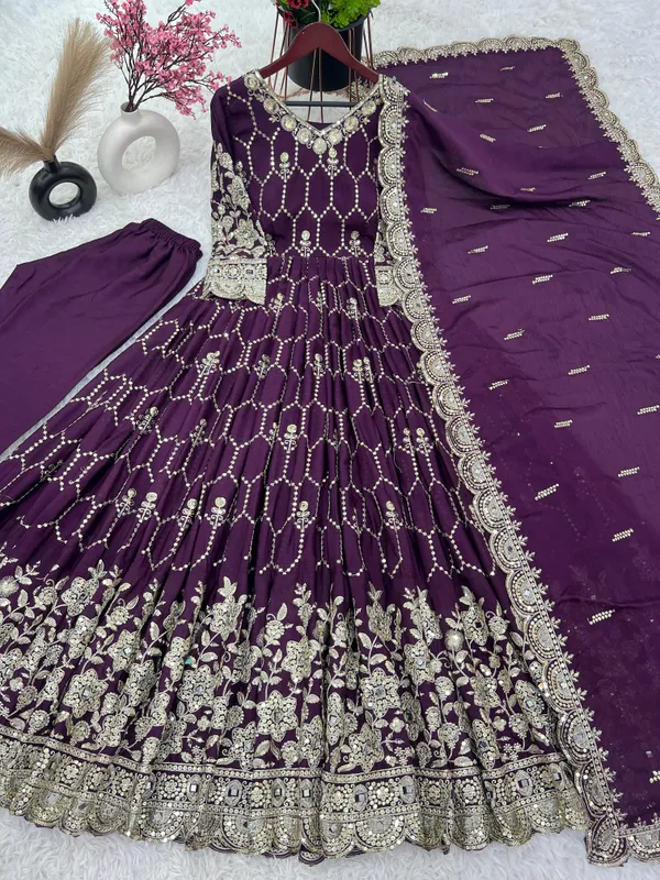 Purple_Designer_Party_Wear_Look_Full_Heavy_Embroidery_Sequence_Work_Gown_With_Dupatta_For_Women