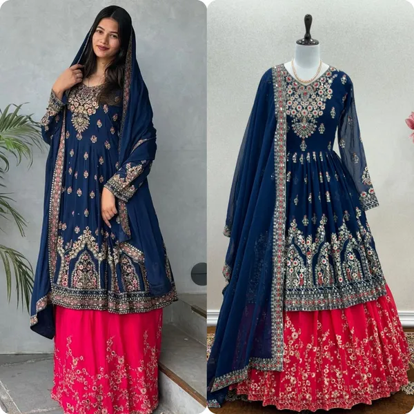 Blue_Designerr_Party_Wear_Look_Heavy_Faux_Georgette_Top_Lehenga_&_Dupatta_Set_For_Women