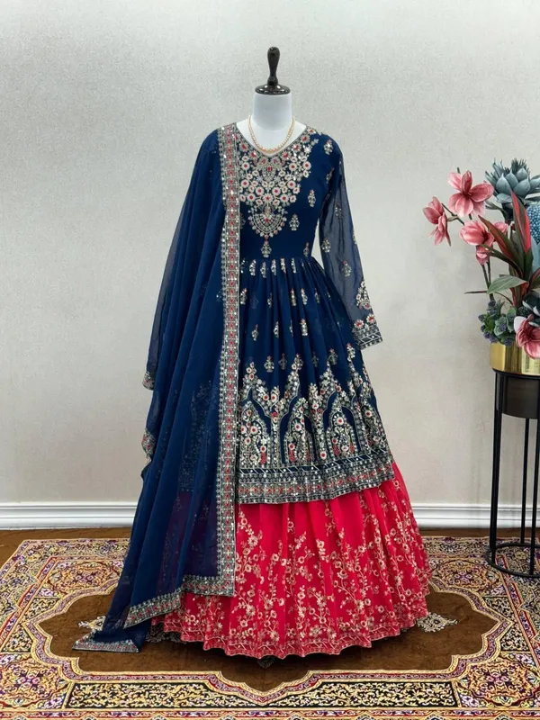 Blue_Designerr_Party_Wear_Look_Heavy_Faux_Georgette_Top_Lehenga_&_Dupatta_Set_For_Women