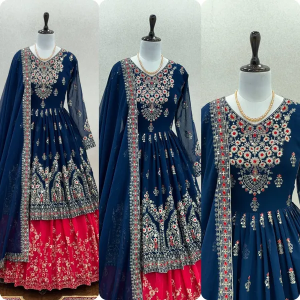 Blue_Designerr_Party_Wear_Look_Heavy_Faux_Georgette_Top_Lehenga_&_Dupatta_Set_For_Women