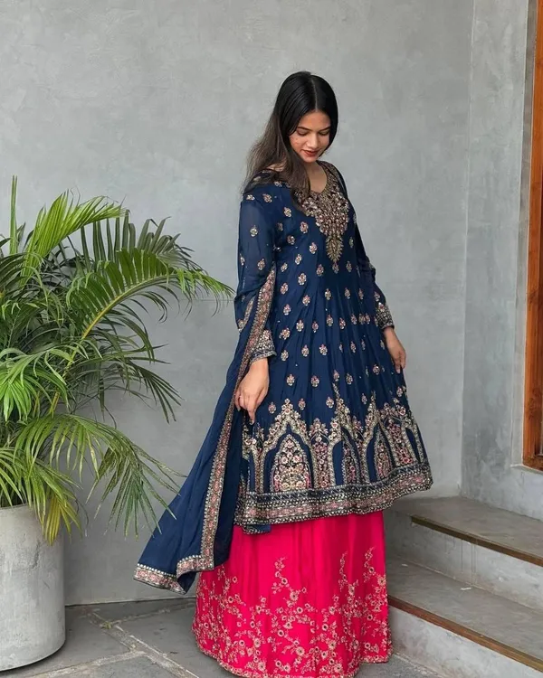 Blue_Designerr_Party_Wear_Look_Heavy_Faux_Georgette_Top_Lehenga_&_Dupatta_Set_For_Women