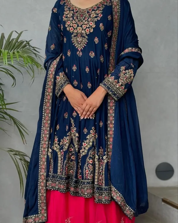 Blue_Designerr_Party_Wear_Look_Heavy_Faux_Georgette_Top_Lehenga_&_Dupatta_Set_For_Women