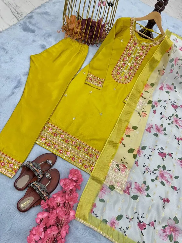 Yellow_Designerr_Party_Wear_Look_Pure_Chinnon_Silk_Top_Bottom_&_Dupatta_Set_For_Women