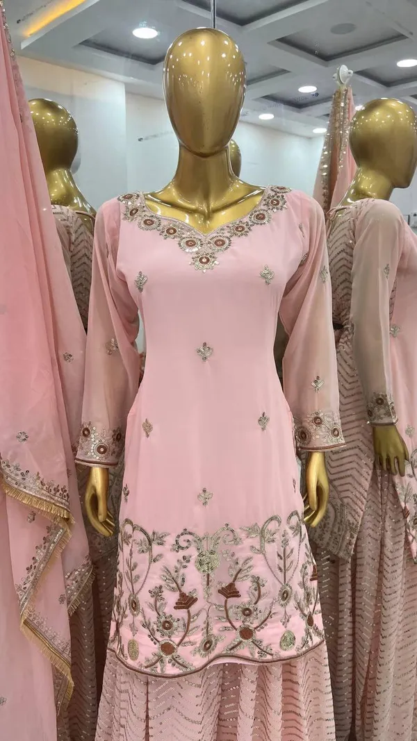 Peach_Designer_Party_Wear_Look_Fancy_Top-Dupatta_And_Fully_Stitched_Gharara_For_Women
