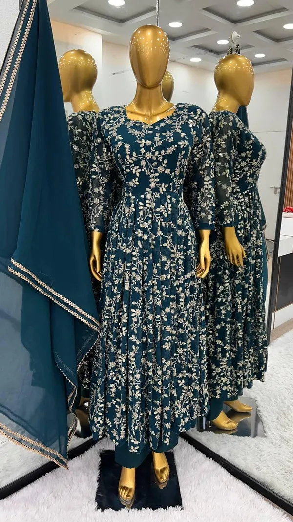 Blue_Designer_Fully_Stitched_Faux_Georgette_With_Embroidery_Work_Gown_And_Dupatta_Set_For_Women