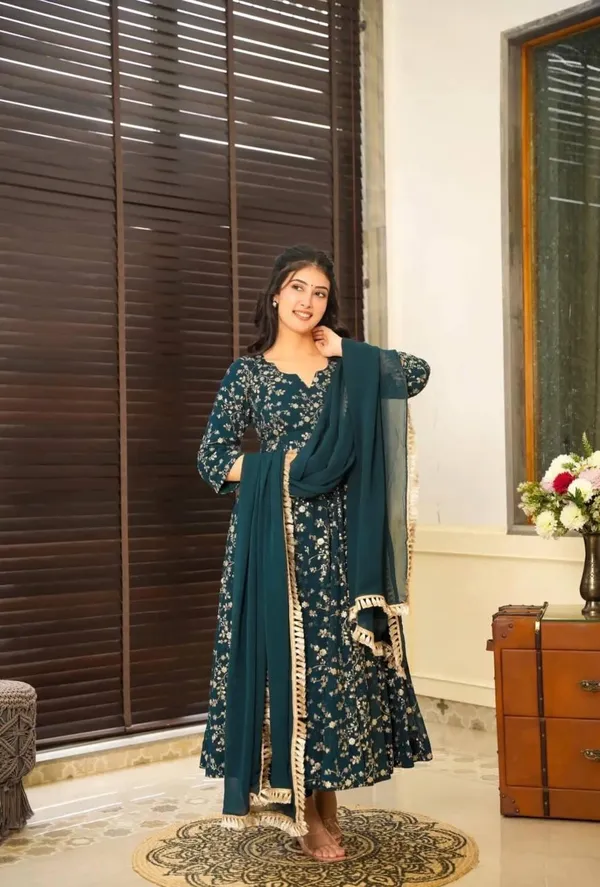 Blue_Designer_Fully_Stitched_Faux_Georgette_With_Embroidery_Work_Gown_And_Dupatta_Set_For_Women