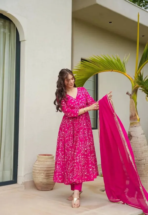 Pink_Designer_Fully_Stitched_Faux_Georgette_With_Embroidery_Work_Gown_And_Dupatta_Set_For_Women