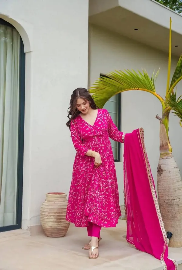 Pink_Designer_Fully_Stitched_Faux_Georgette_With_Embroidery_Work_Gown_And_Dupatta_Set_For_Women