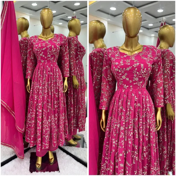 Pink_Designer_Fully_Stitched_Faux_Georgette_With_Embroidery_Work_Gown_And_Dupatta_Set_For_Women