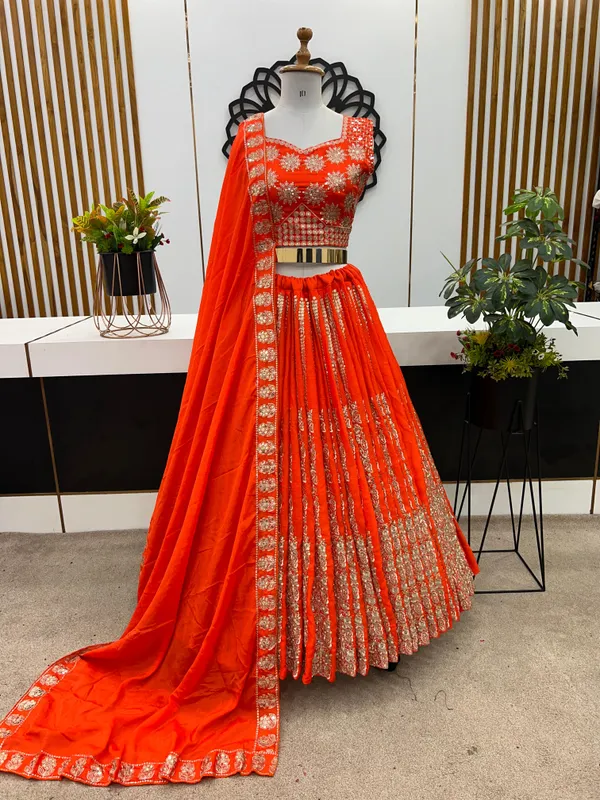 Orange_Wedding_Lehenga_Choli_With_Full_Heavy_Embroidery_Sequence_Work_For_Women