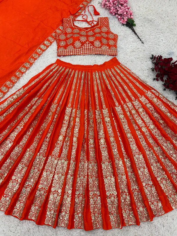 Orange_Wedding_Lehenga_Choli_With_Full_Heavy_Embroidery_Sequence_Work_For_Women