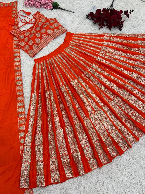 Orange_Wedding_Lehenga_Choli_With_Full_Heavy_Embroidery_Sequence_Work_For_Women