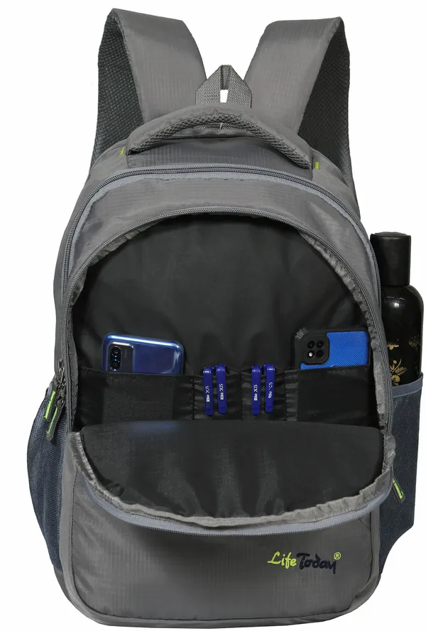 Grey___Solid_Backpack_For_Men_&_Women_-_(19H_x_13W_x_8D_Inch)_-_Polyester_Fabric
