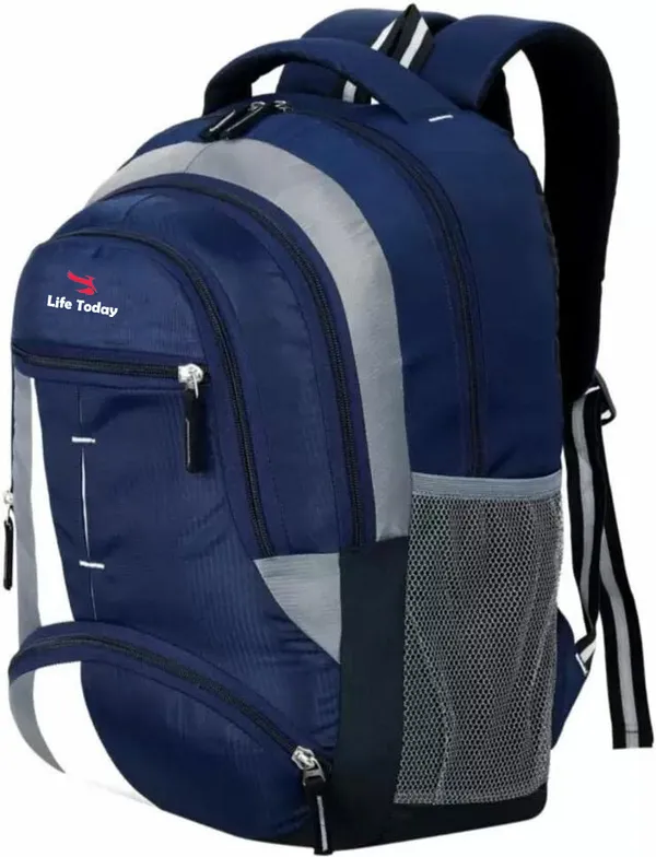 Blue___Solid_Backpack_For_Men_&_Women_-_Polyester_Fabric