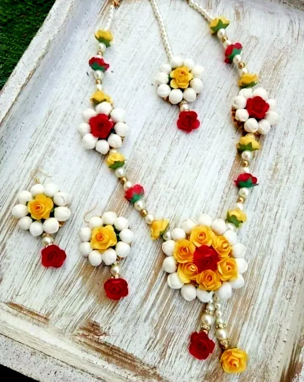 Yellow and red flower jewellery discount
