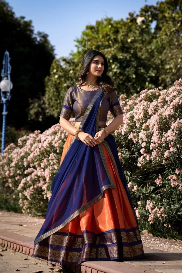 Kanjivaram_Silk_Zari_Half_Lehenga_Saree_With_Blouse_And_Dupatta