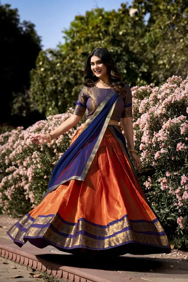 Kanjivaram_Silk_Zari_Half_Lehenga_Saree_With_Blouse_And_Dupatta