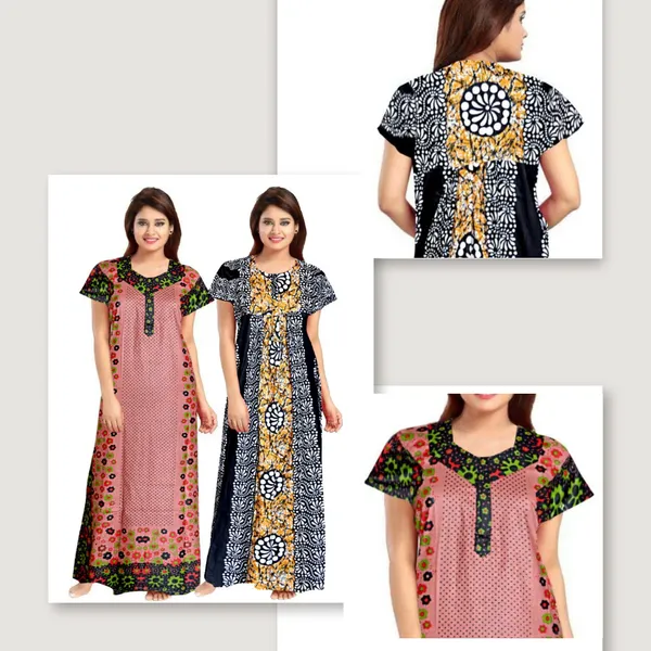 Pack_of_2_Pure_Cotton_Printed_Nighty_For_Women_|_Pink_&_Black