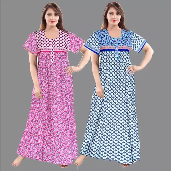 Pack_of_2_Pure_Cotton_Printed_Nighty_For_Women_|_Multicolor