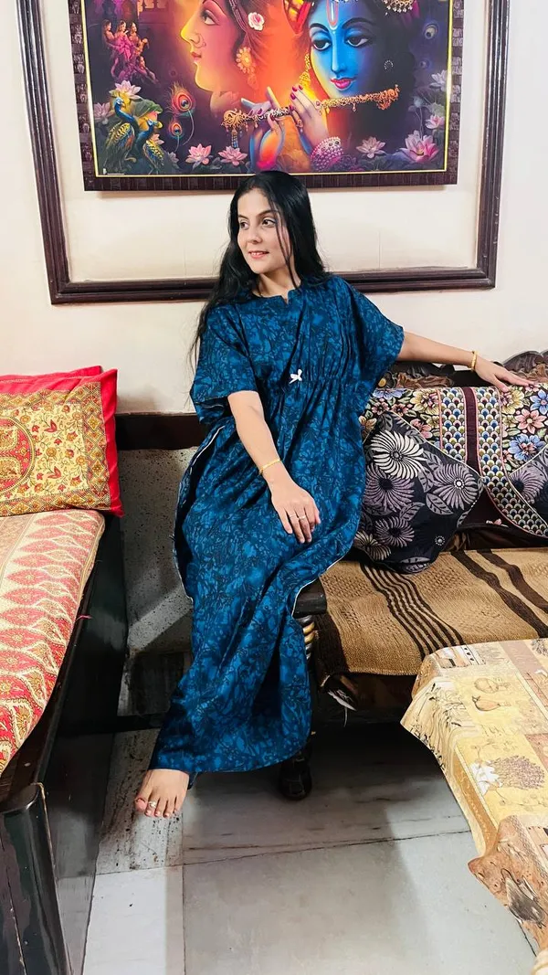 Blue__Cotton__Kaftan_Printed_Long_Nighty_For_Women