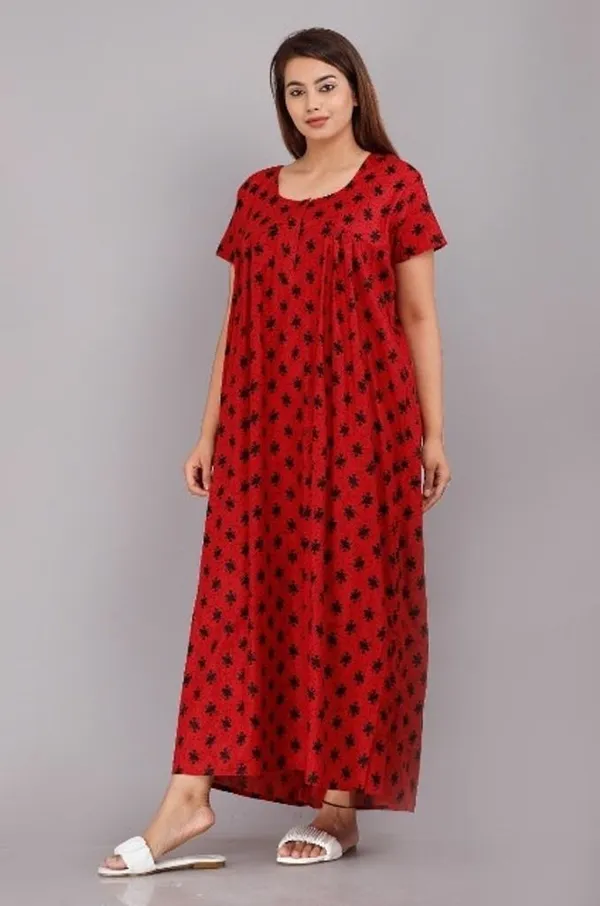 Maroon_Cotton_Printed_Long_Nighty_For_Women