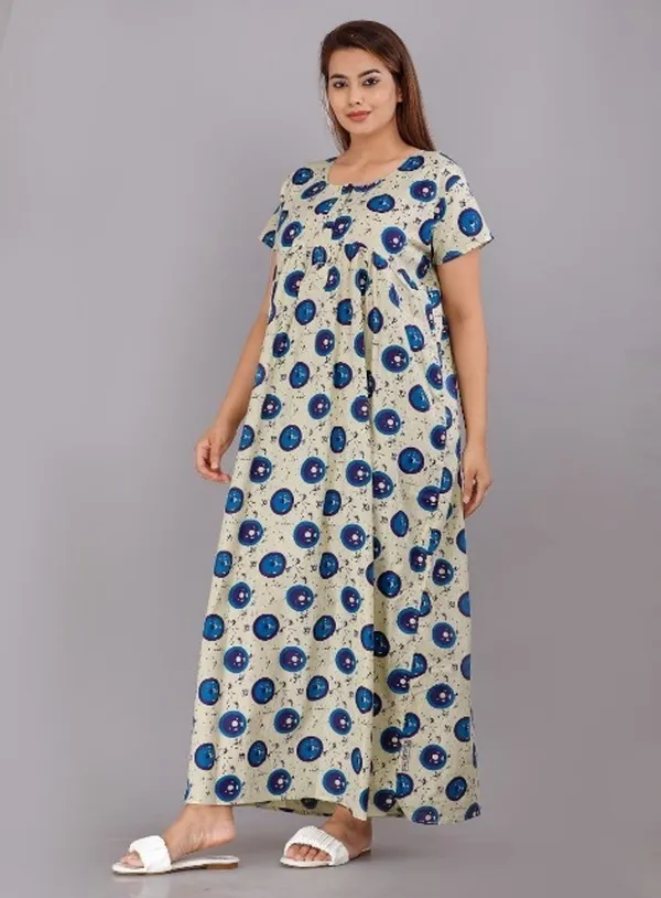 Blue_Cotton_Printed_Long_Nighty_For_Women
