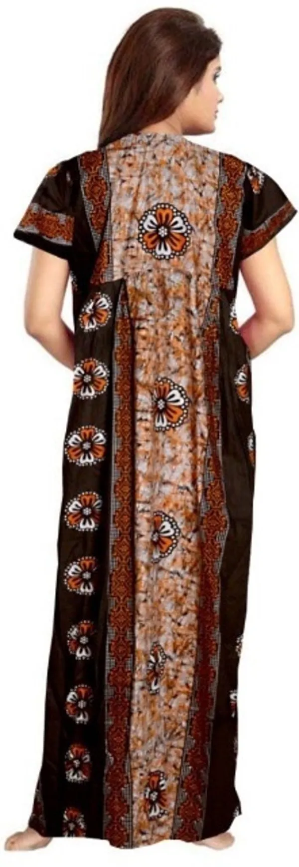 Brown_Cotton_Printed_Long_Nighty_For_Women