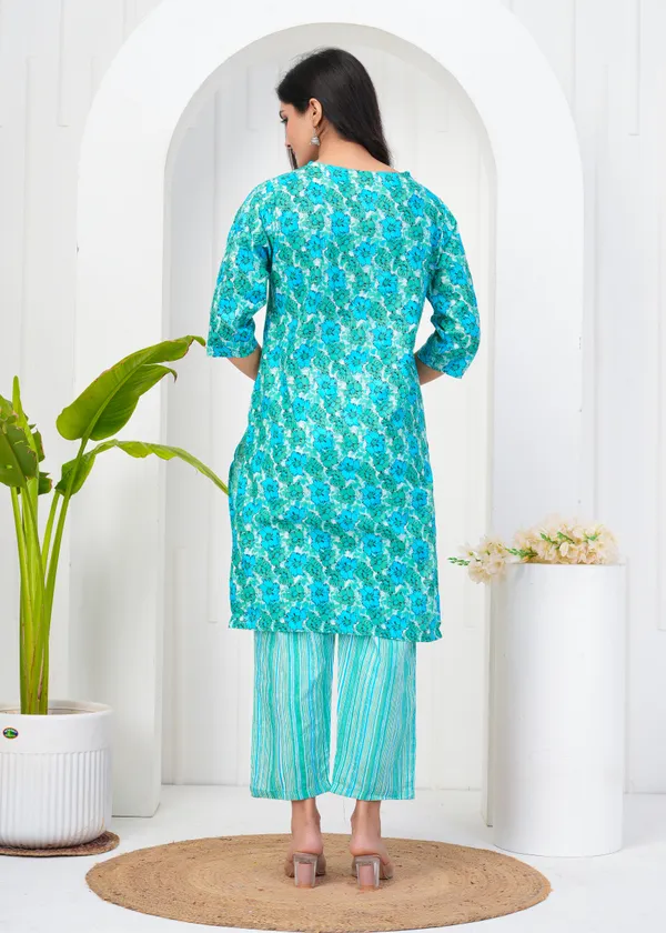 Light_Green_Cotton_Blend_Floral_Print_Straight_Kurta_&_Pant_For_Women