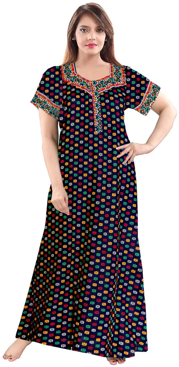 Pack_of_2_Pure_Cotton_Printed_Nighty_For_Women_|_Red_&_Blue
