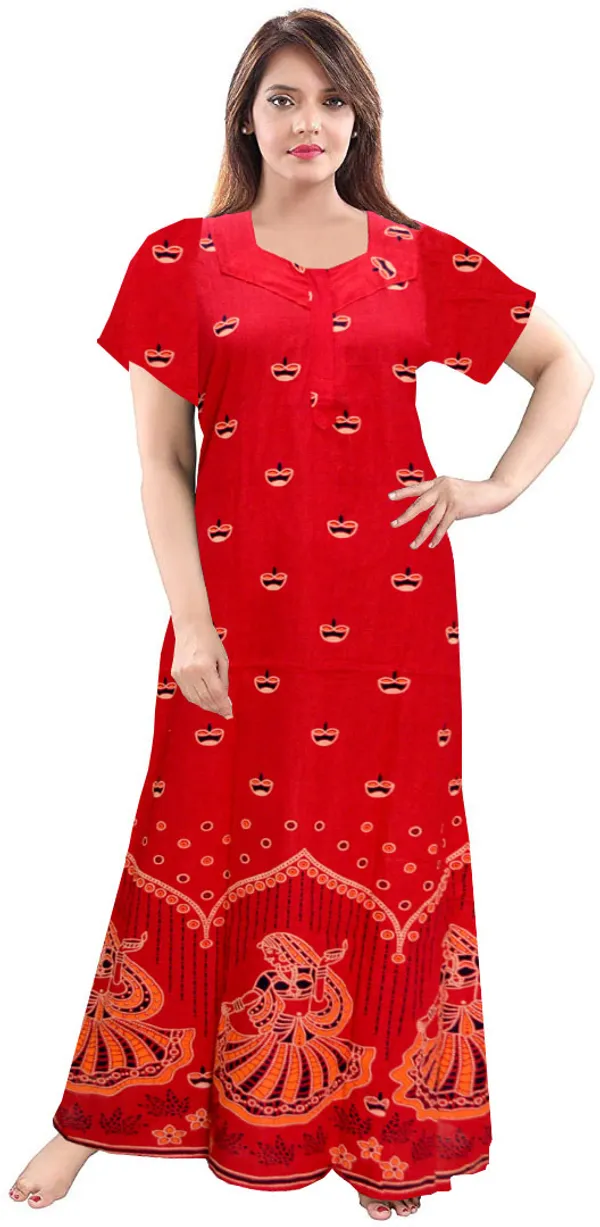 Pack_of_2_Pure_Cotton_Printed_Nighty_For_Women_|_Red_&_Blue