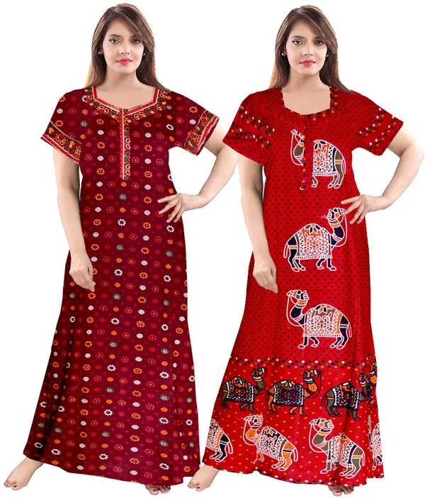 Pack_of_2_Pure_Cotton_Printed_Nighty_For_Women_|_Multicolor
