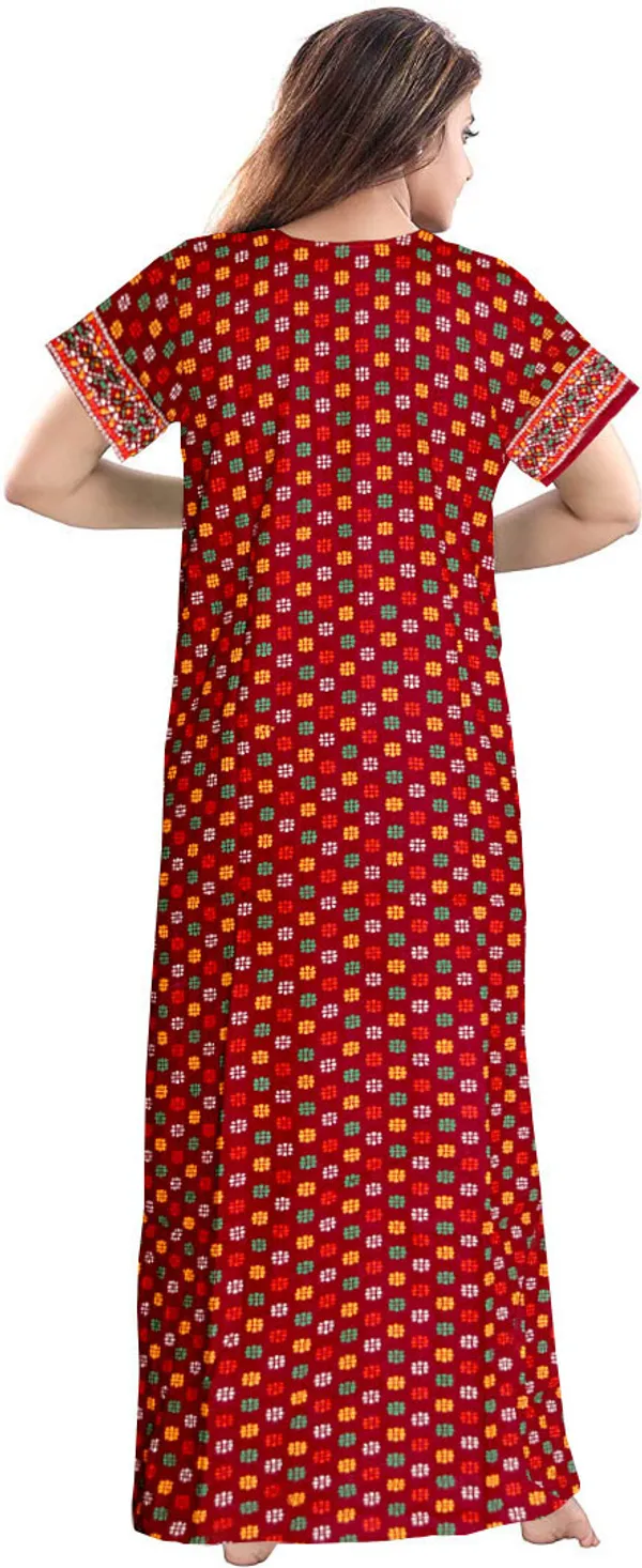 Pack_of_2_Pure_Cotton_Printed_Nighty_For_Women_|_Blue_&_Maroon