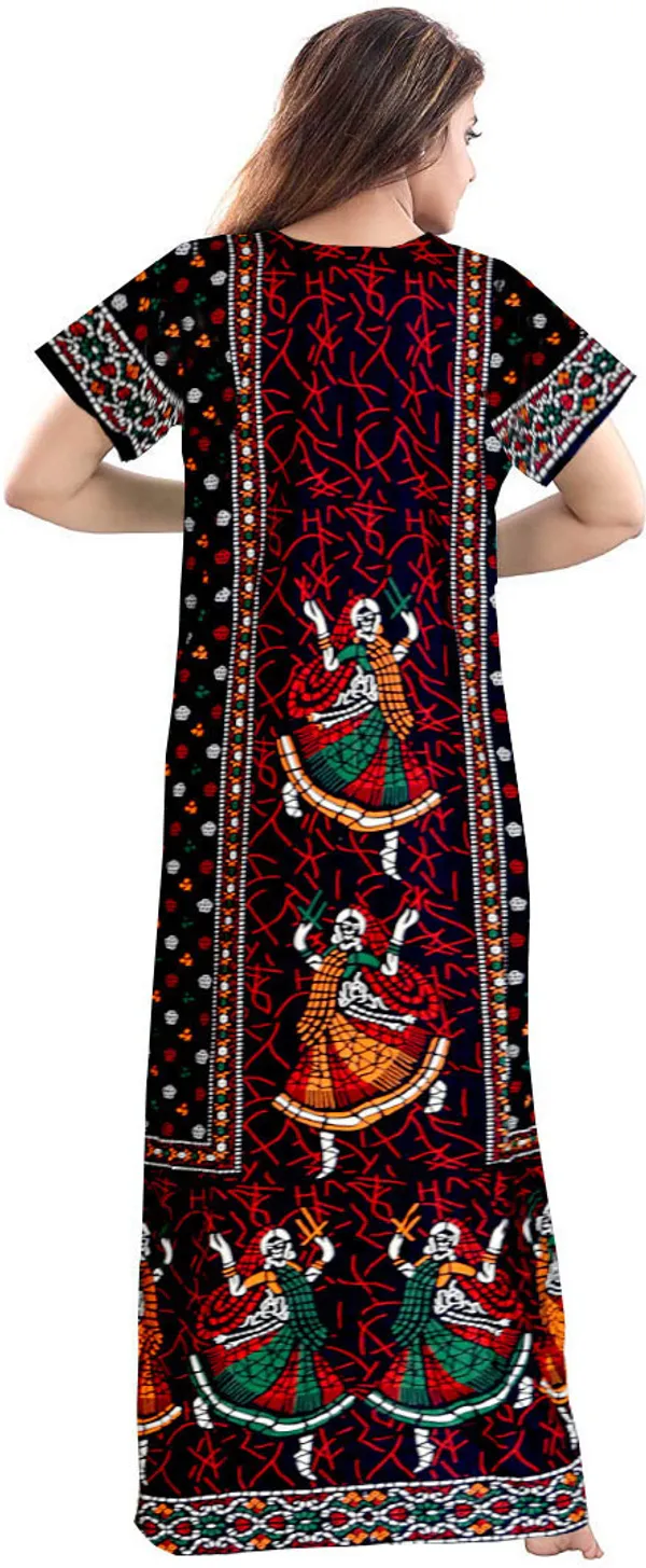 Pack_of_2_Pure_Cotton_Printed_Nighty_For_Women_|_Maroon_&_Blue