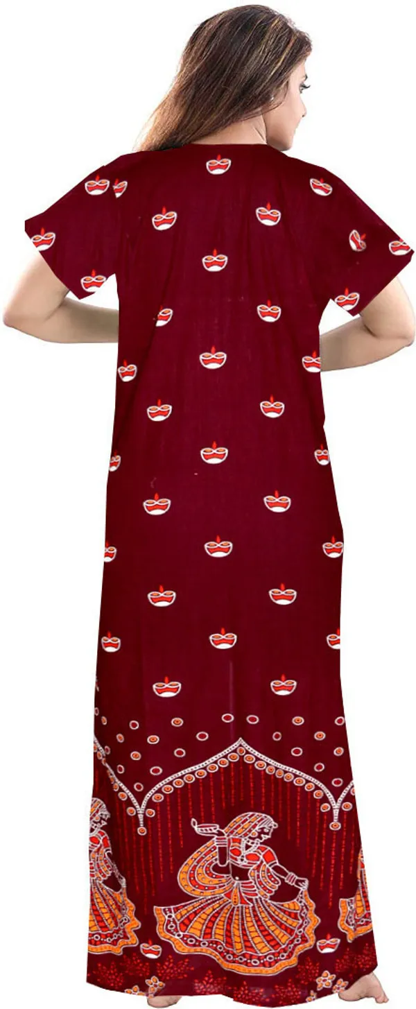 Pack_of_2_Pure_Cotton_Printed_Nighty_For_Women_|_Maroon_&_Blue