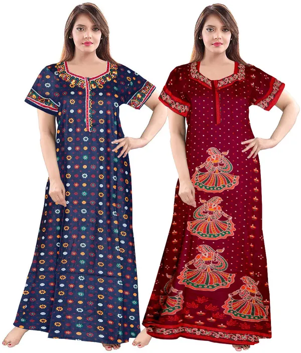 Pack_of_2_Pure_Cotton_Printed_Nighty_For_Women_|_Multicolor