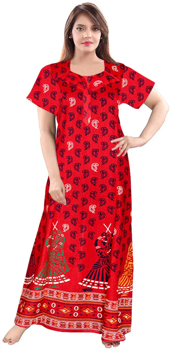 Pack_of_2_Pure_Cotton_Printed_Nighty_For_Women_|_Blue_&_Red