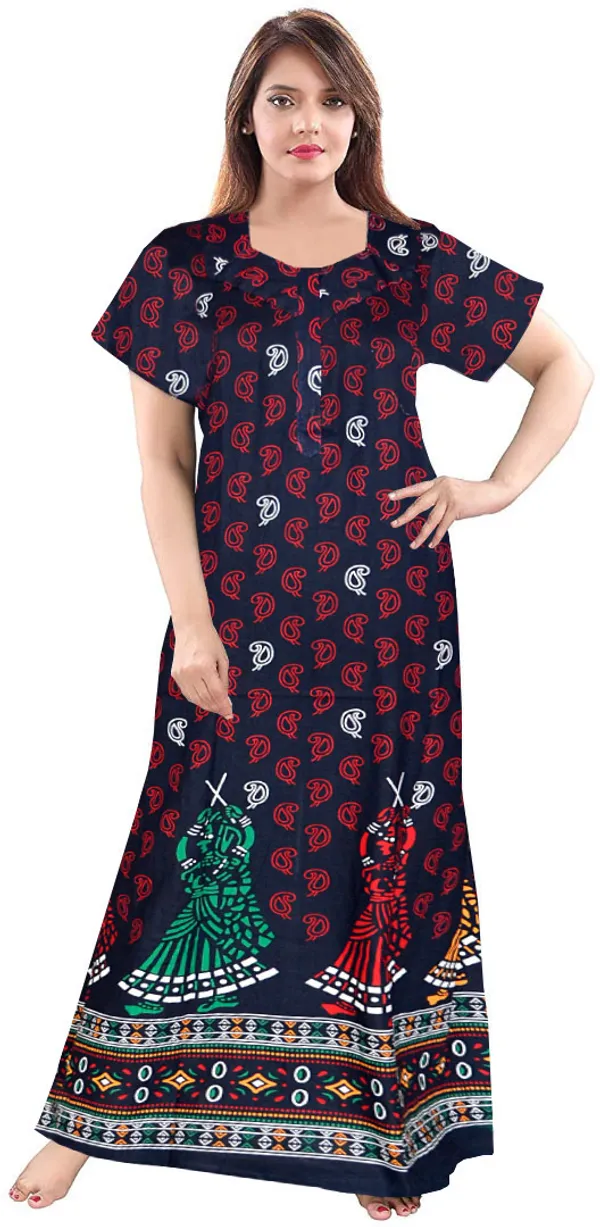 Pack_of_2_Pure_Cotton_Printed_Nighty_For_Women_|_Blue_&_Red