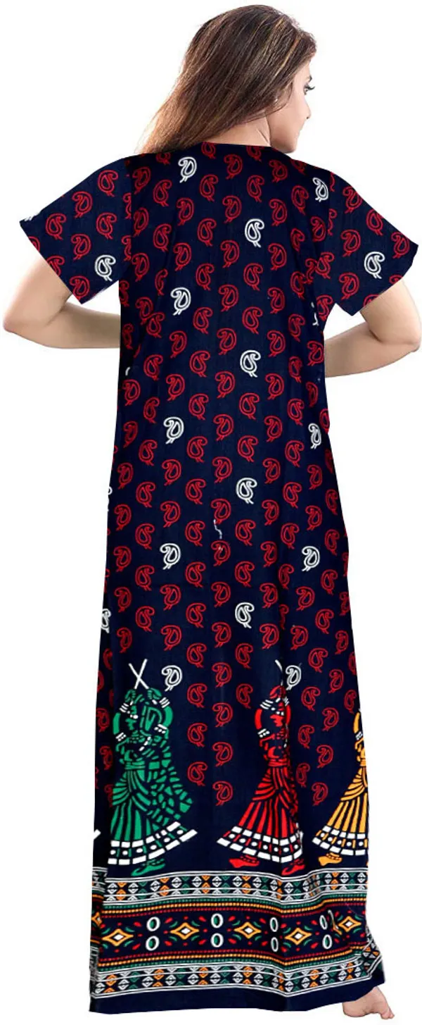 Pack_of_2_Pure_Cotton_Printed_Nighty_For_Women_|_Blue_&_Red