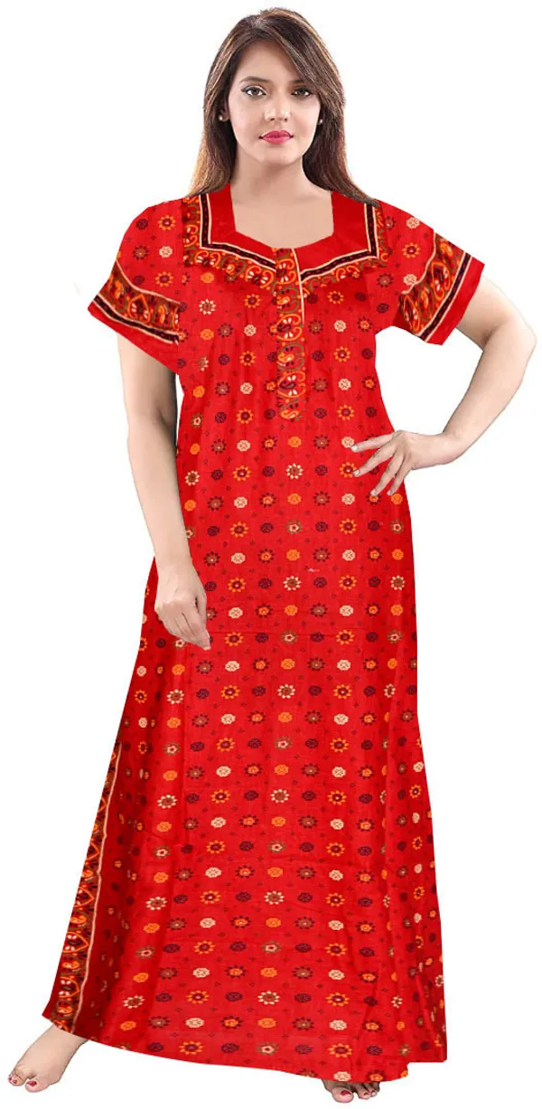 Pack_of_2_Pure_Cotton_Printed_Nighty_For_Women_|_Maroon_&_Red