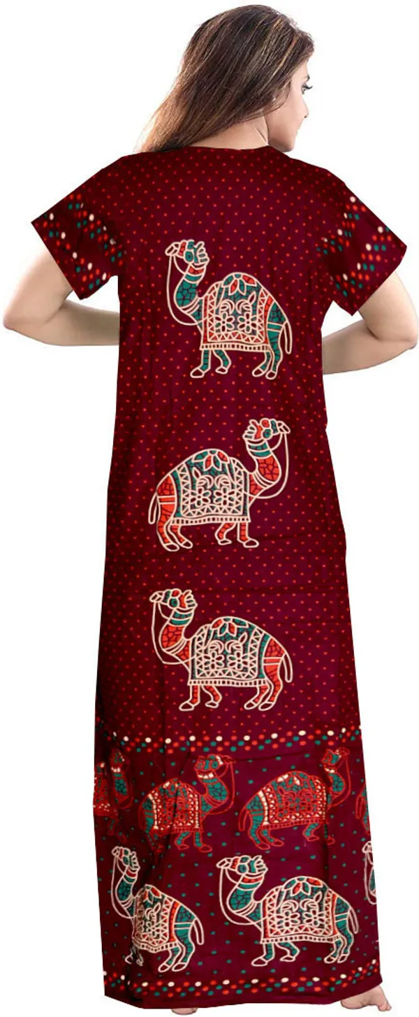 Pack_of_2_Pure_Cotton_Printed_Nighty_For_Women_|_Blue_&_Maroon