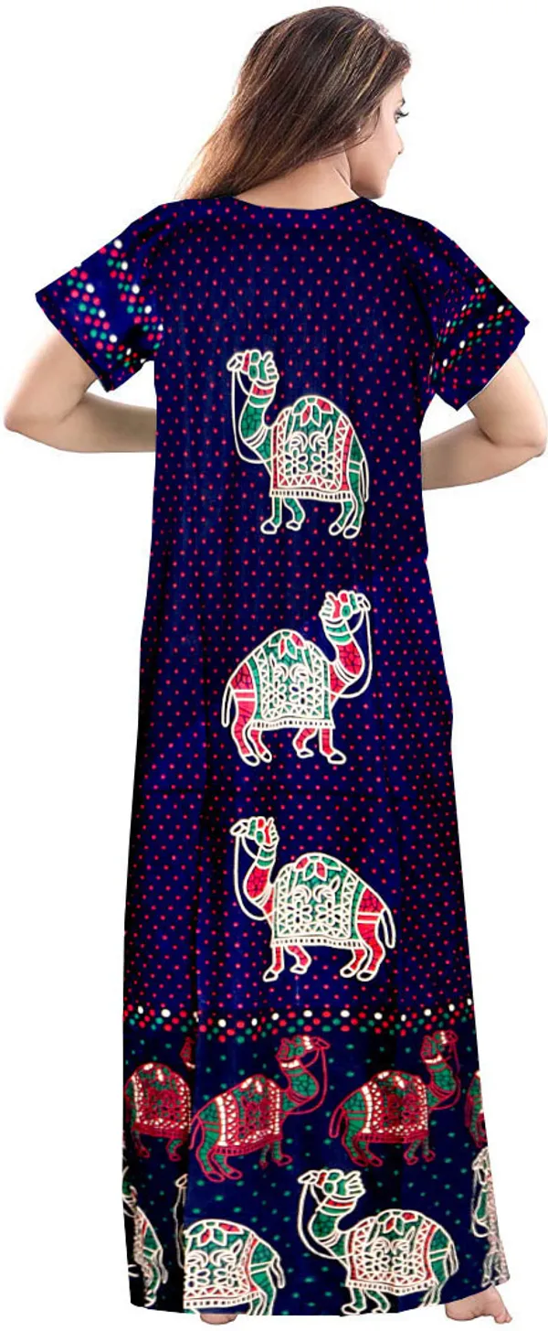 Pack_of_2_Pure_Cotton_Printed_Nighty_For_Women_|_Blue_&_Maroon