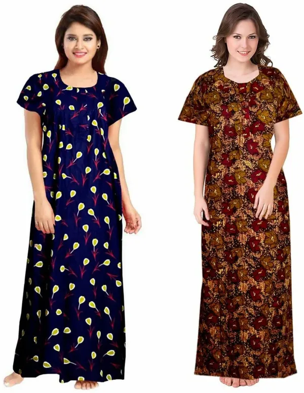 Pack_of_2_Cotton_Printed_Nighty_For_Women_|_Brown_&_Blue