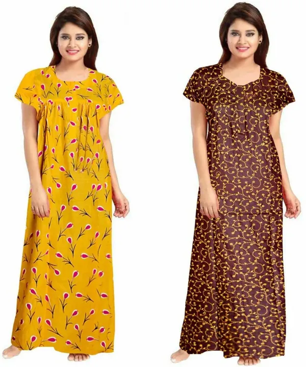 Pack_of_2_Cotton_Printed_Long_Nighty_For_Women_|_Brown_&_Yellow
