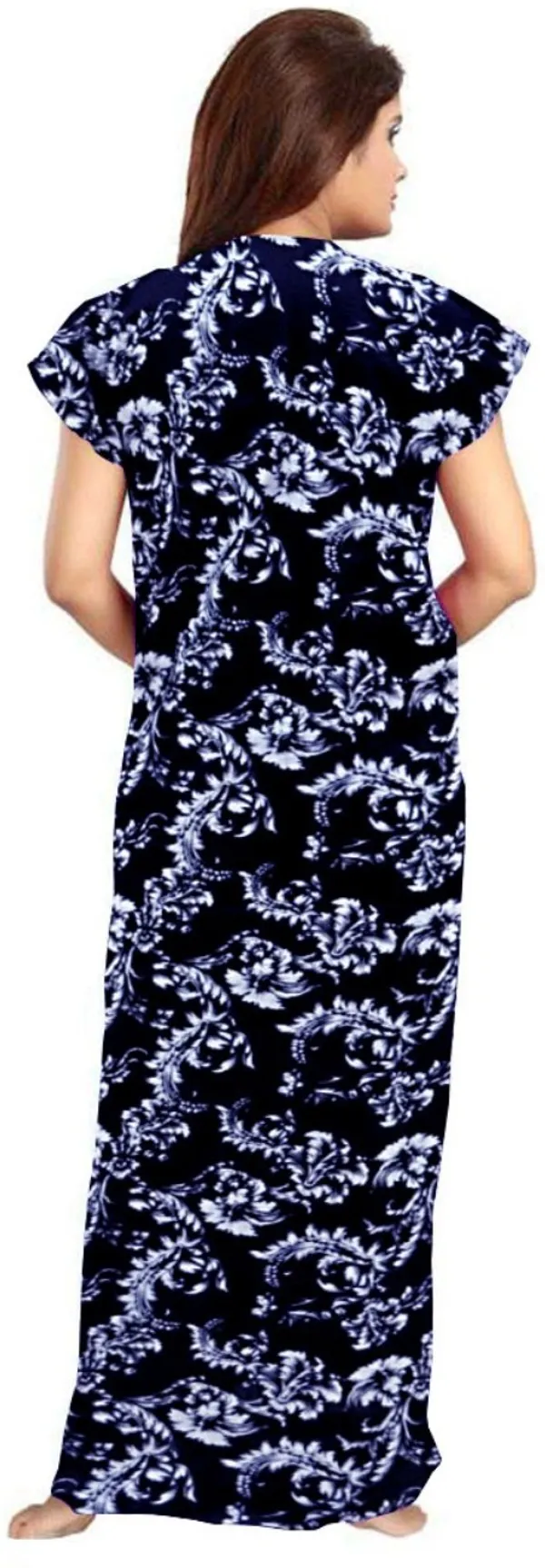 Pack_of_2_Cotton_Floral_Nighty_For_Women_|_Green_&_Blue