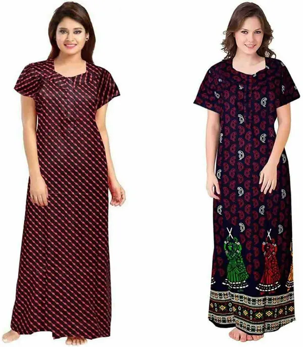 Pack_of_2_Cotton_Printed_Long_Nighty_For_Women_|_Red_&_Blue